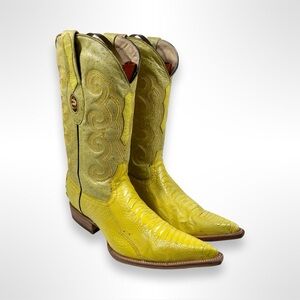 LAGARTO sunflower yellow ostrich leg western boots